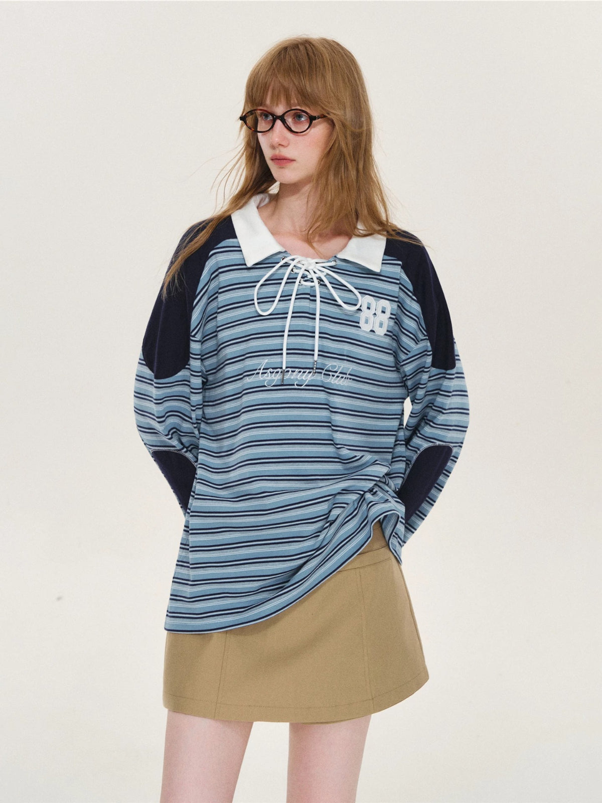 Vintage Striped Polo Lace Top
