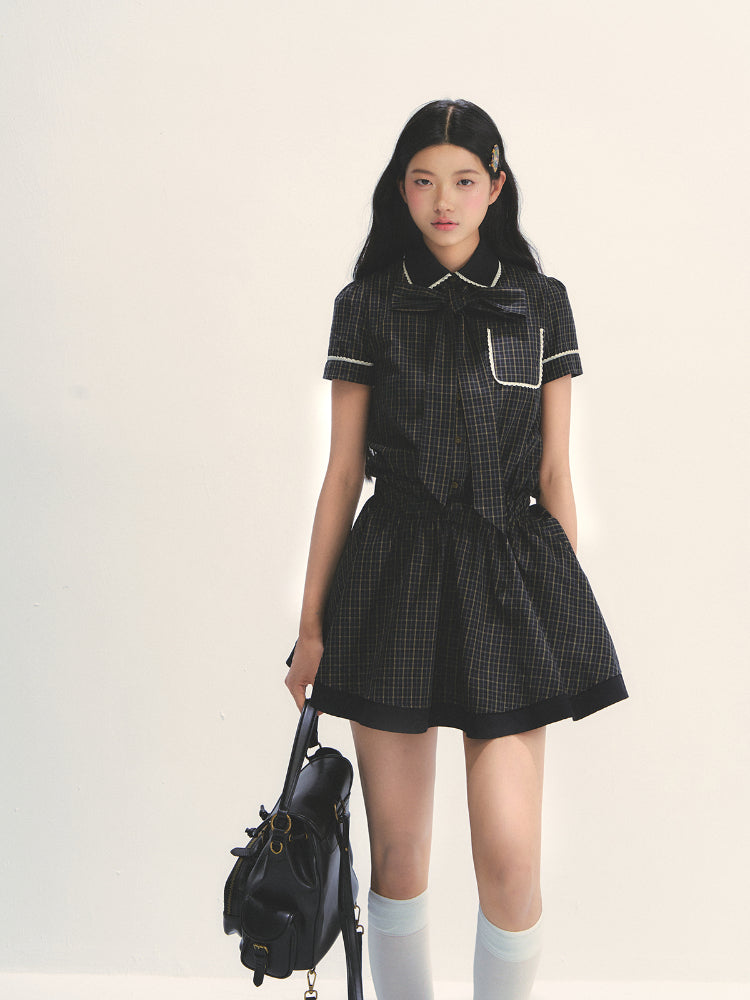 Bow Tie Plaid Dress