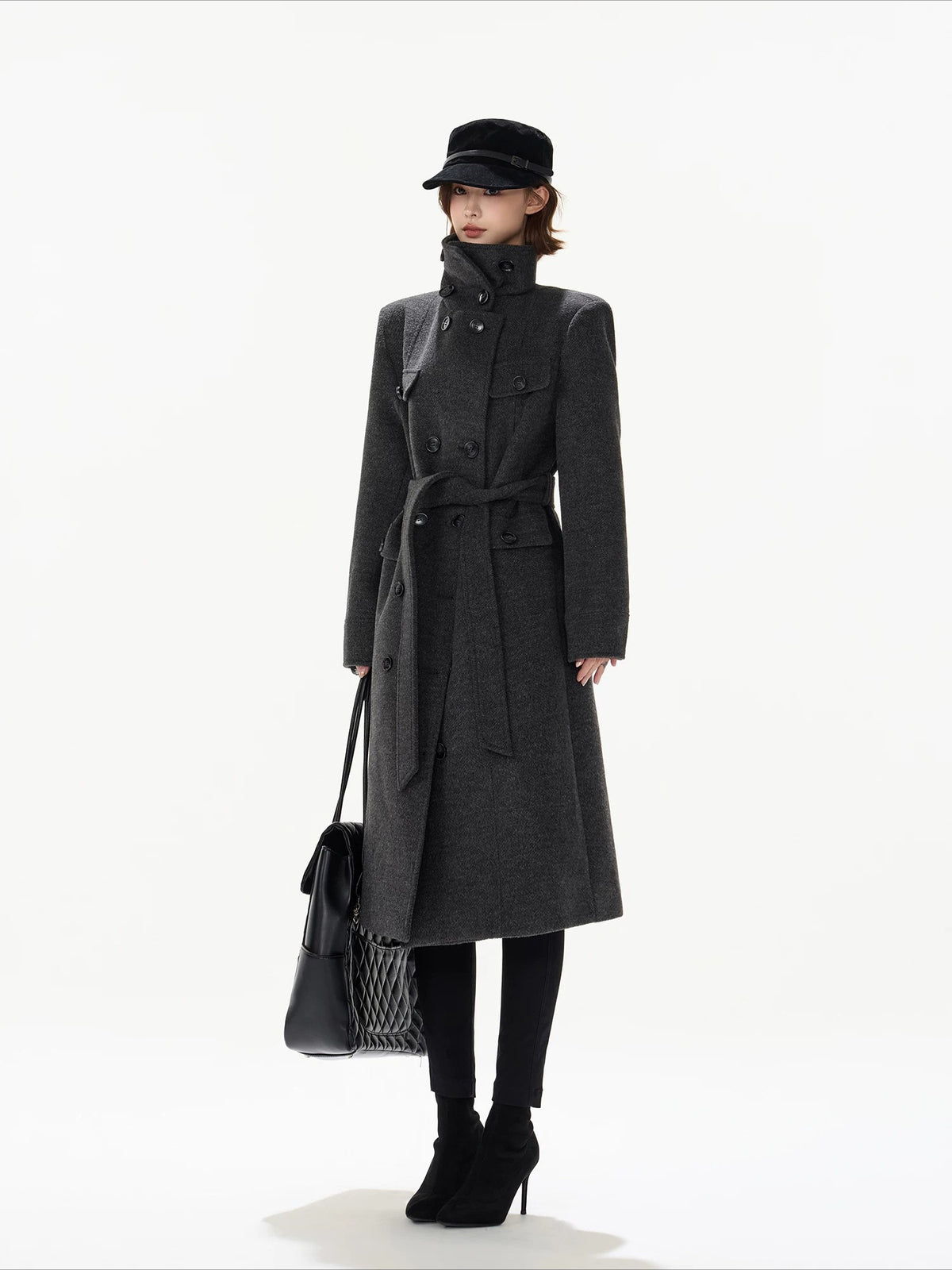 Gray Double Breasted Wool Coat