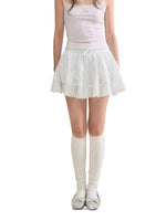 Pure White Lace A-line Tulle Skirt