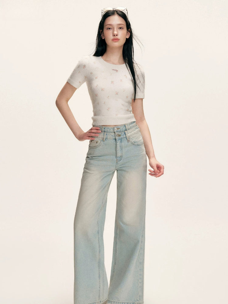 Cream Floral Knit Tee