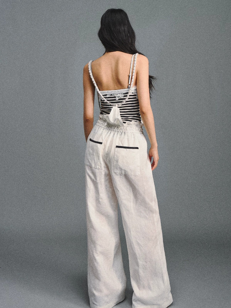 Black Striped Lace Camisole Top