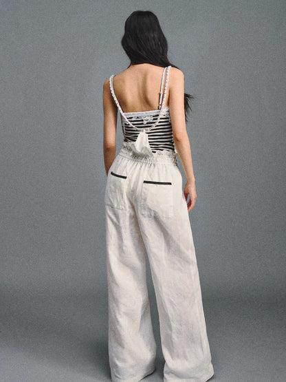 Black Striped Lace Camisole Top