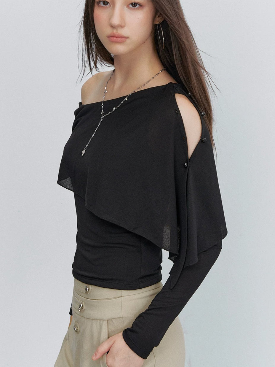 Asymmetric Shoulder Draped Top