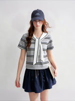 Sailor Collar Striped T-shirt