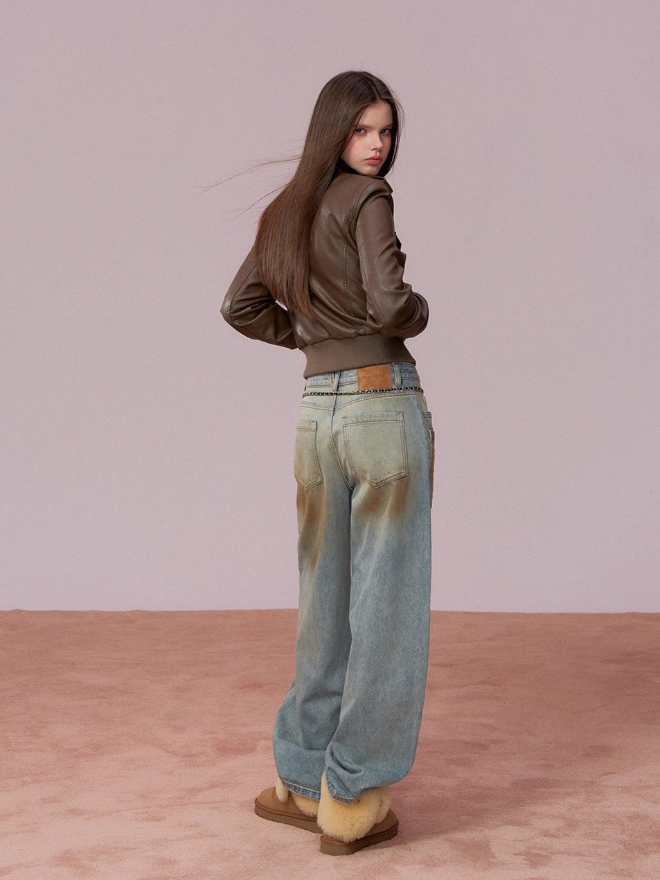 Cropped PU Leather Moto Jacket