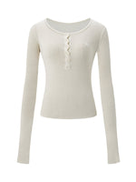 Ribbed Knit Logo Crewneck Top