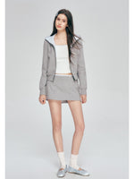 Contrast Hoodie Skirt Set