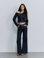 Contrast Stitch Flared Jeans