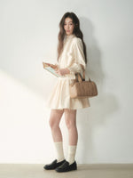 Mock Neck Lace Trim Dress