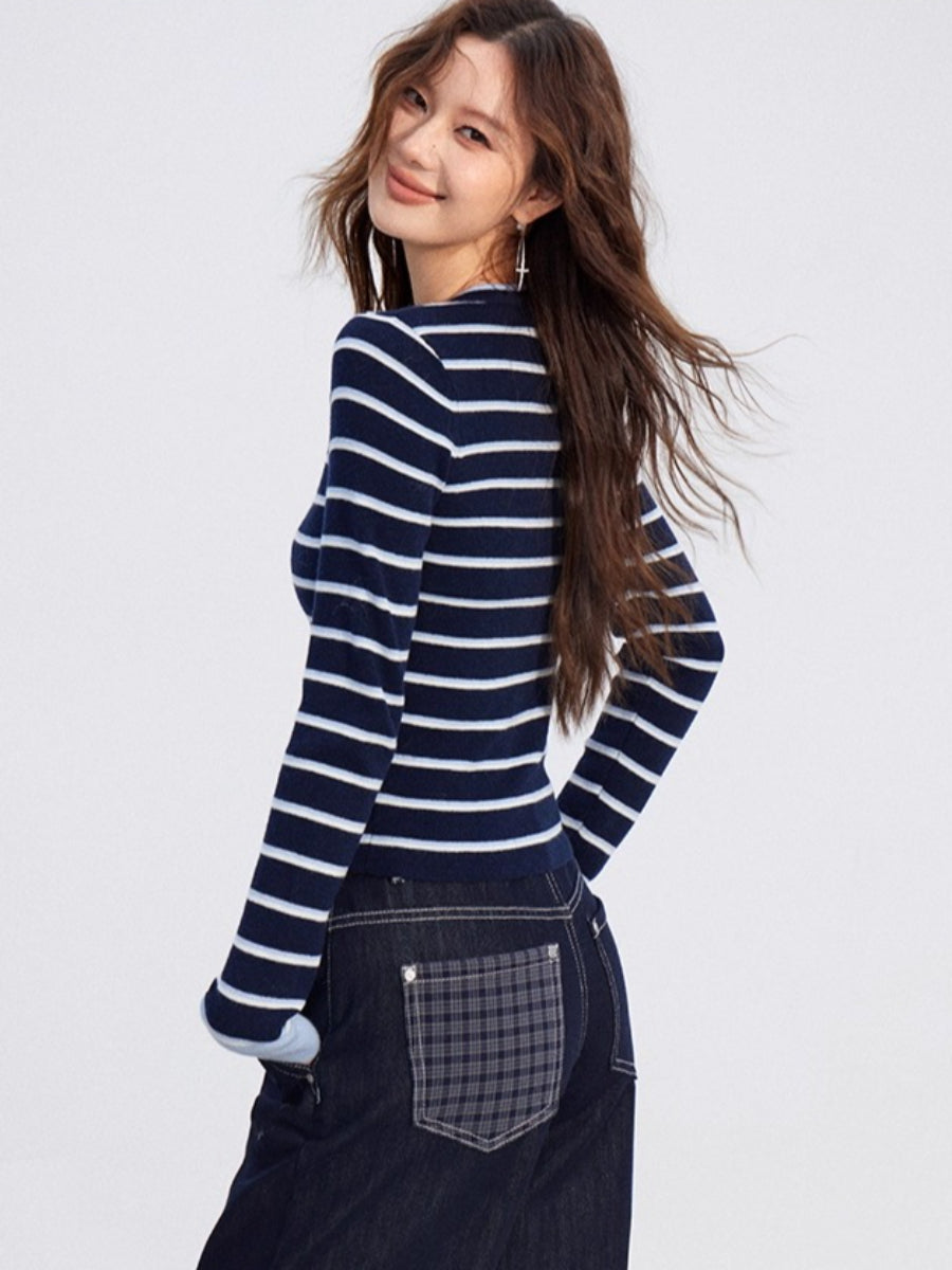 Striped Wool Knit Top
