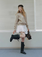 Minimal Letter Jacquard Knit Sweater