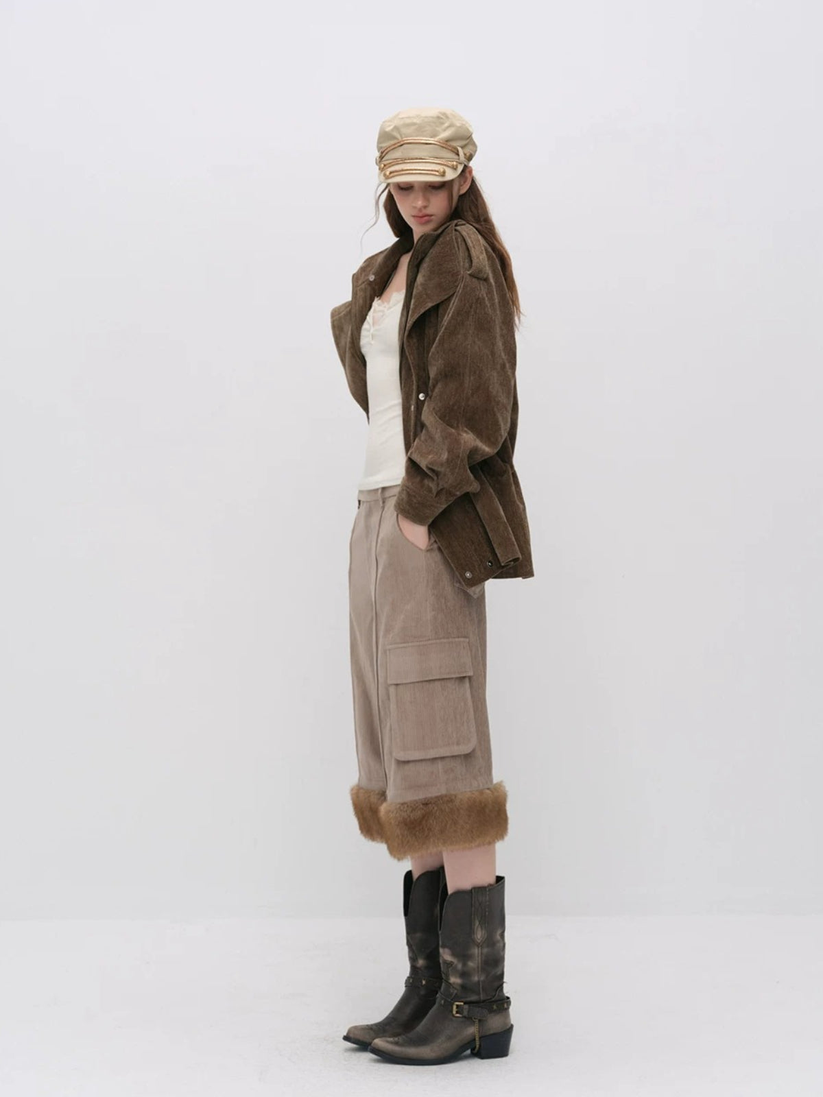 Corduroy Hooded Down Jacket