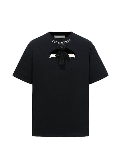 Angel Devil Cutout Chest Short-sleeve T-shirt