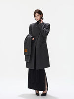 Detachable Scarf Double Breasted Wool Coat