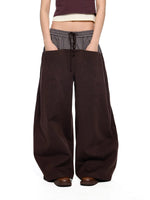 Plaid Drawstring Wide Leg Pants