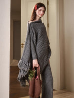 Celestial Wool Cable-Knit Shawl Scarf