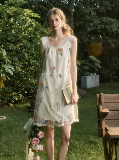 Chiffon Floral Embroidered Dress
