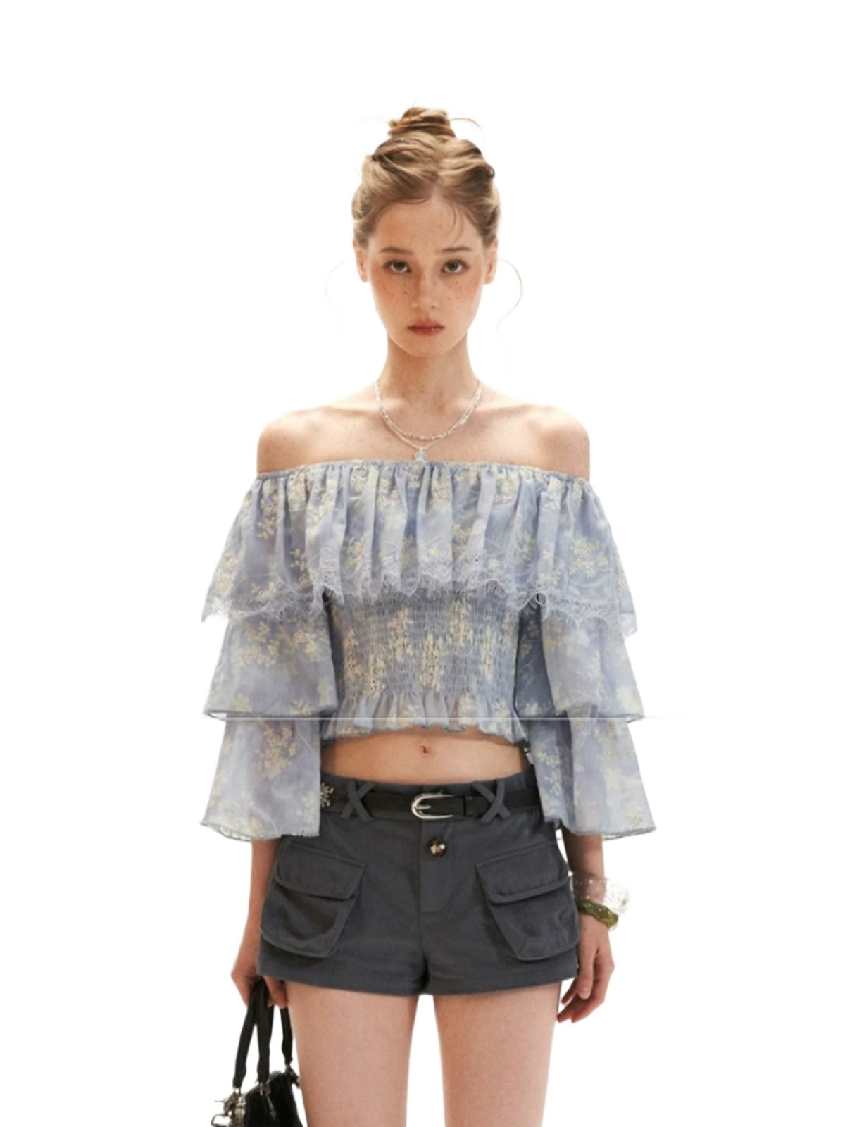 Floral Ruffle Off Shoulder Top