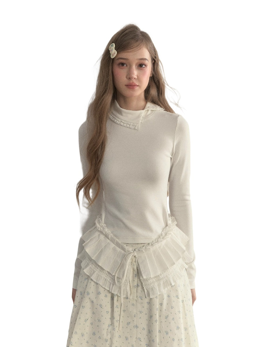 “Layered Essential” Pleated Panel Knit Top