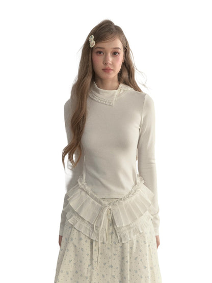 “Layered Essential” Pleated Panel Knit Top