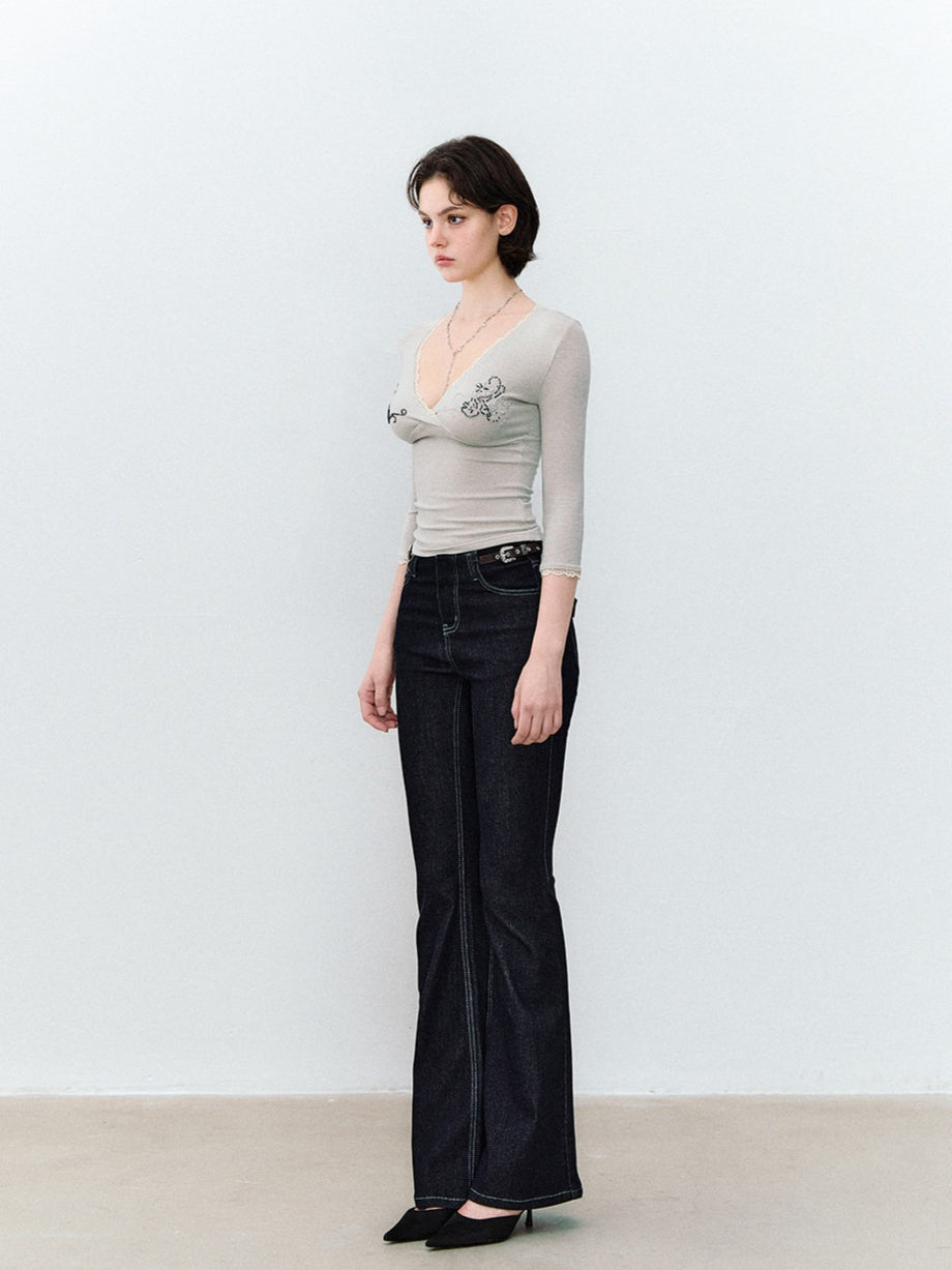 Beaded Lace Knit Top