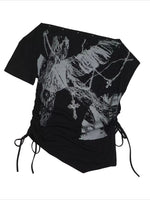 Printed Off Shoulder Tee