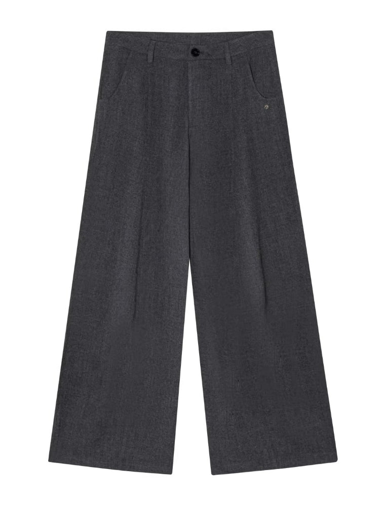 TR Front-Crease Wide-Leg Suit Pants