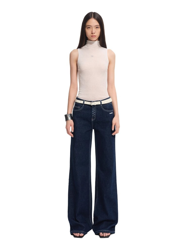 Wool Asymmetrical Turtleneck Blouse