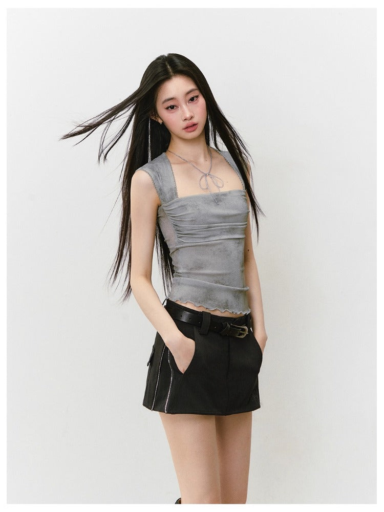Double-Side Zippers Pencil Skirt