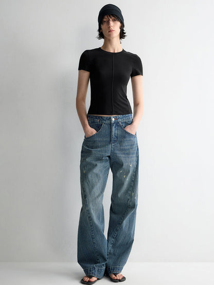 3D Cutting Micro Curved Knife Wide Leg Pants
