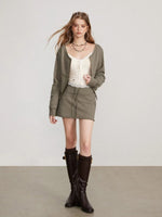 Zip Sweatshirt Skirt Two Piece Set