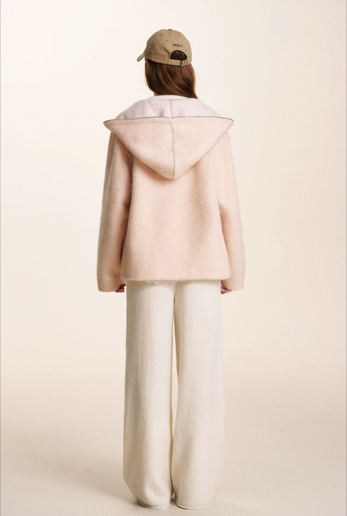 Peach Hooded Zip Coat