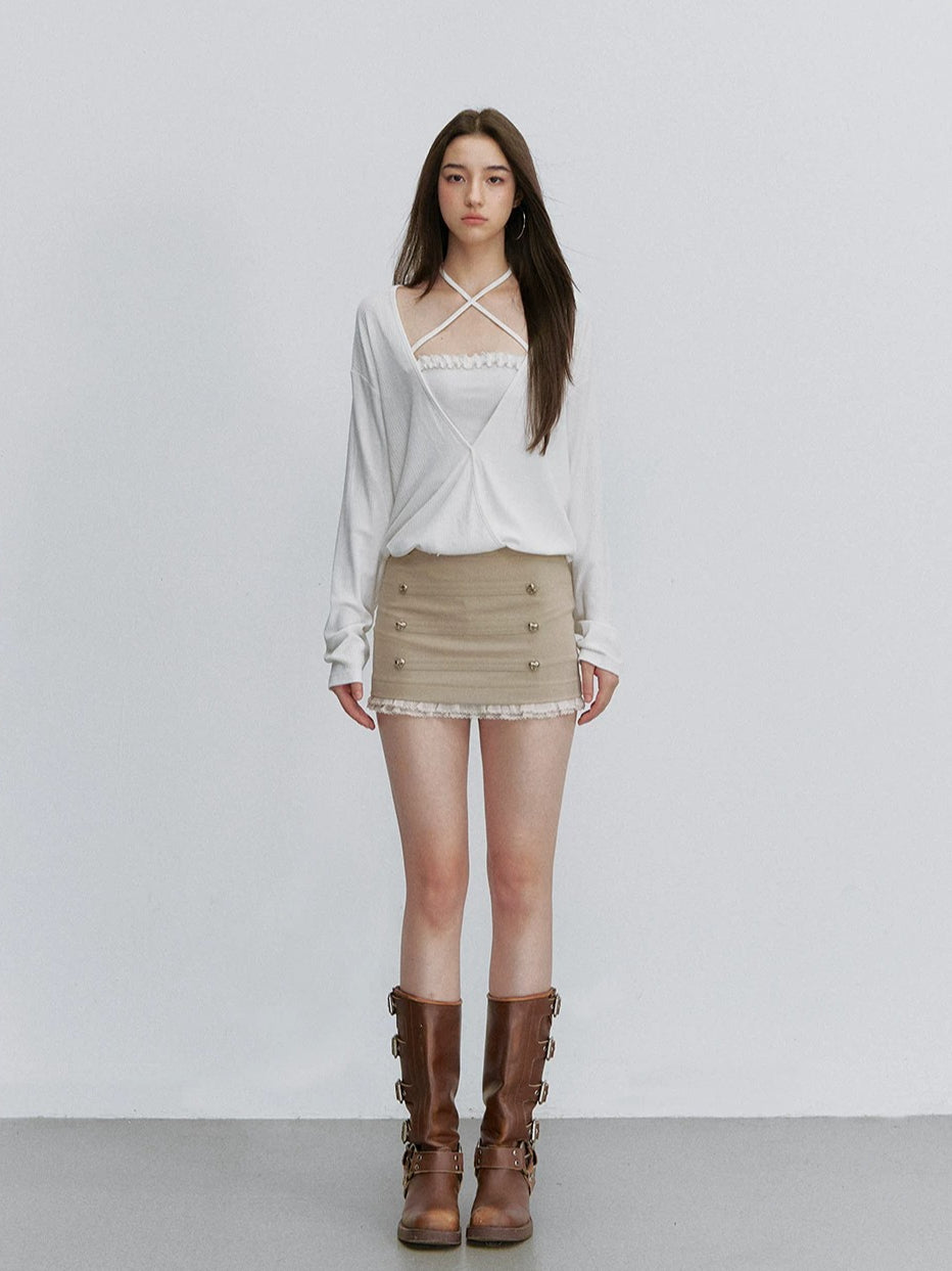 Heart Button Mesh Skirt