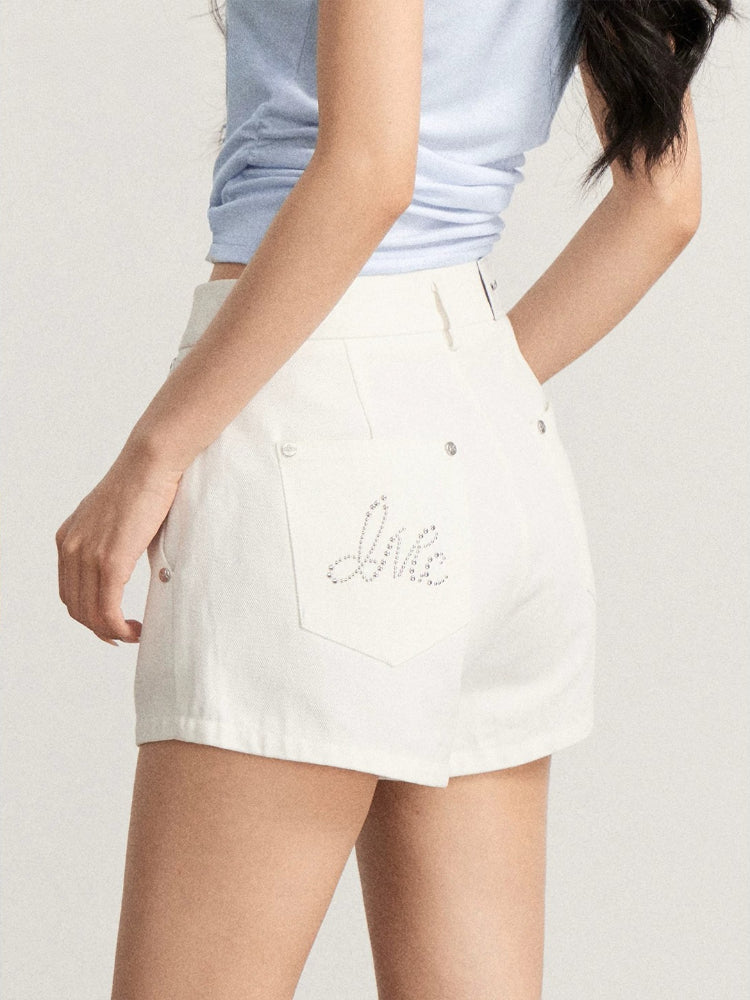 Rhinestone Cotton Hot Shorts