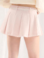Pink Lace Pleated Denim Skirt
