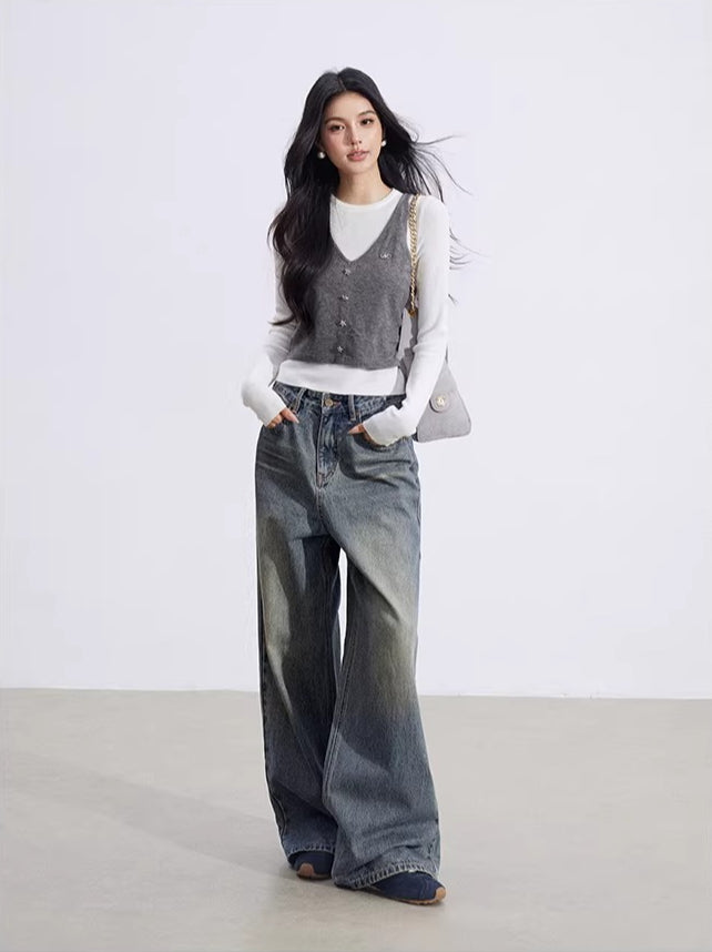 Gray Knit Layered Set