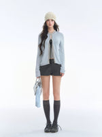 French Bow Trim Knit Cardigan