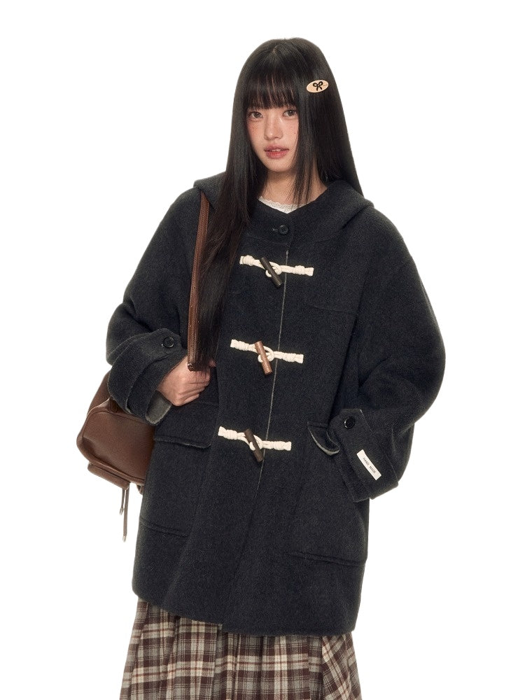 Navy Hooded Duffle Coat