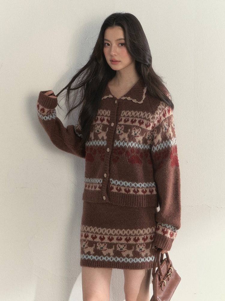 “Fair Isle Pup” Vintage Knit Set