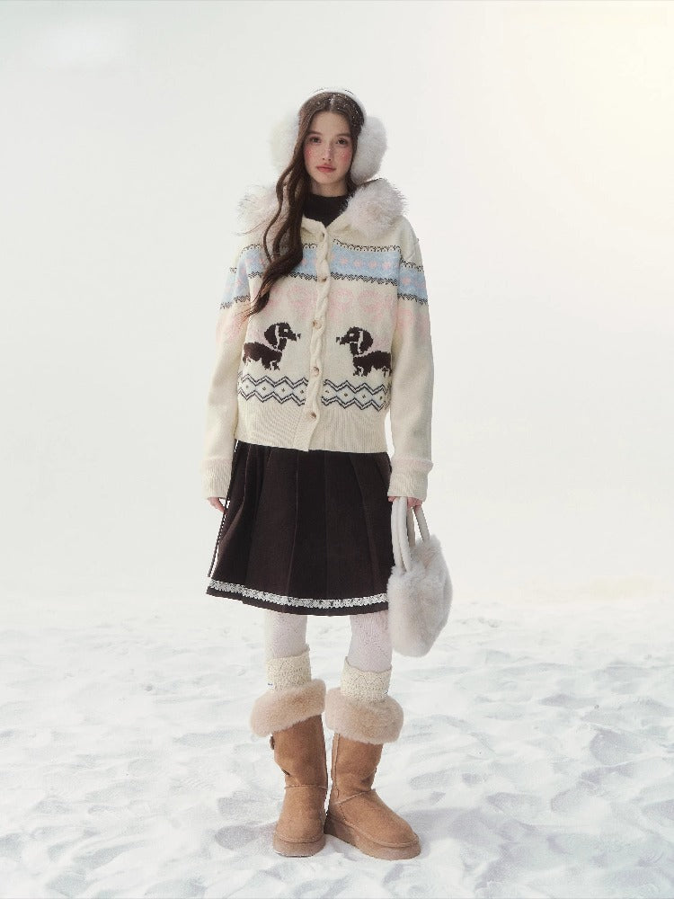 Vintage Fair Isle Dachshund Cardigan