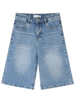 Rhinestone Washed Denim Culottes