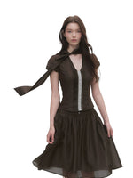 Lyocell Tie Blouse & Skirt Set