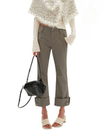 Asymmetric Waist Cropped Flared Suit Pants