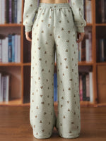 Bear Print Wide Leg Pants