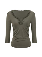 Lyocell Ruffle V-Neck Top