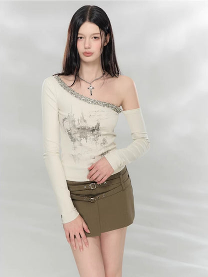 Crystal Asymmetric Print Top