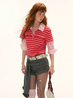 Asymmetric Tie Gray Mini Shorts