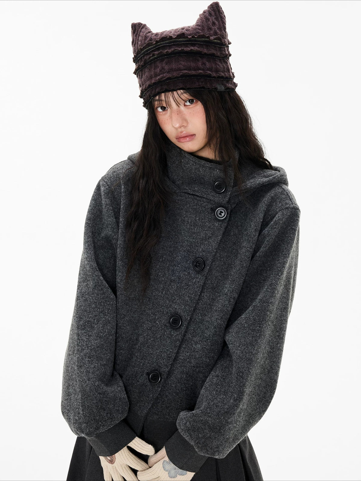 Hooded Button Jacket