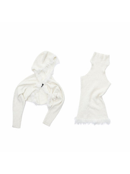 Hooded Faux Fur Knit Set